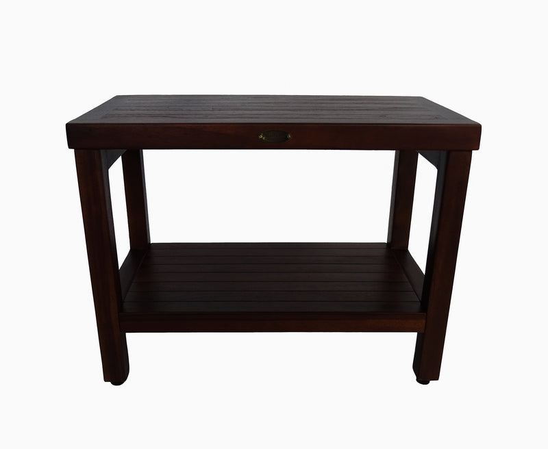 DecoTeak Eleganto 24" Teak Shower Bench with Shelf