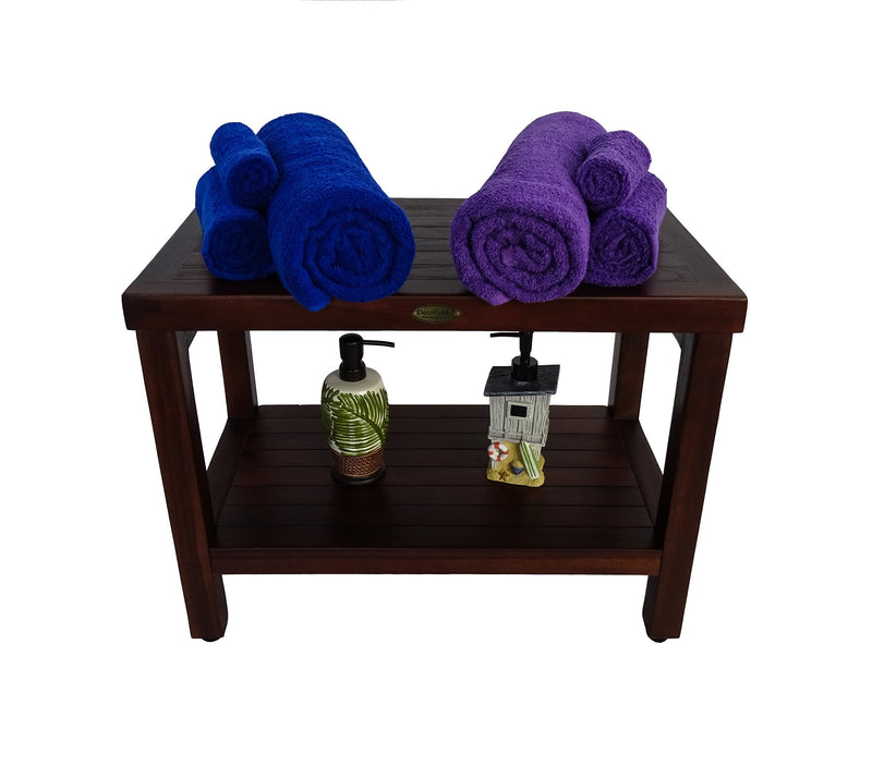 DecoTeak Classic 24" Teak Shower Bench with Shelf DT115