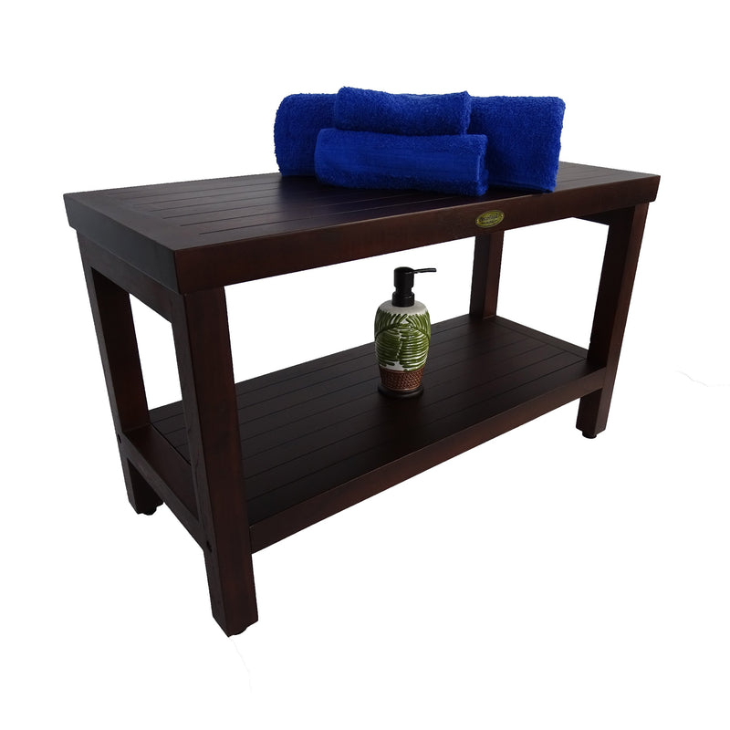 DecoTeak Eleganto 30" Teak Shower Bench with Shelf