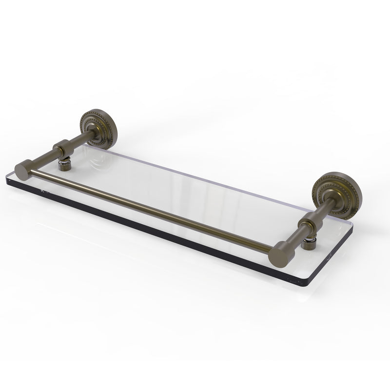 Allied Brass Dottingham 16 Inch Glass Shelf with Gallery Rail DT-1-16-GAL-ABR