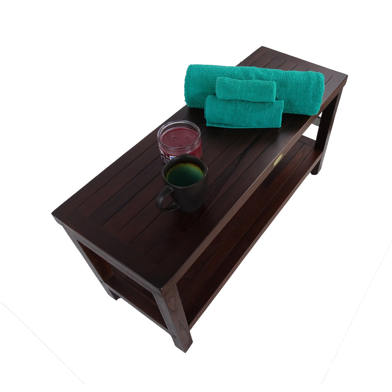 DecoTeak Eleganto 36" Teak Shower Bench with Shelf