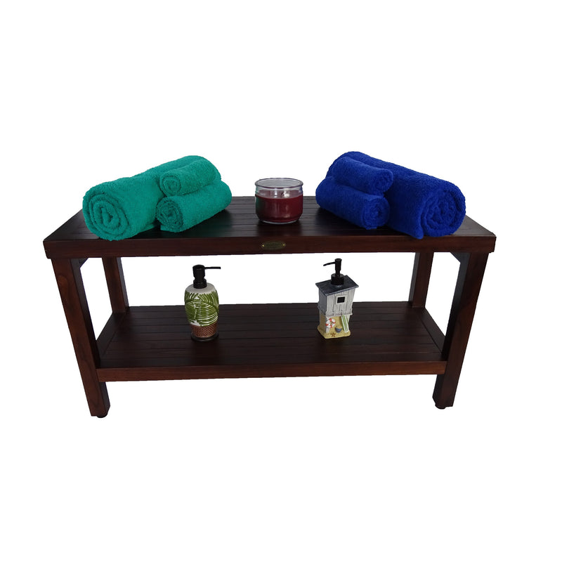 DecoTeak Eleganto 36" Teak Shower Bench with Shelf