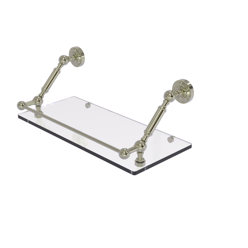 Allied Brass Dottingham 18 Inch Floating Glass Shelf with Gallery Rail DT-1-18-GAL-PNI