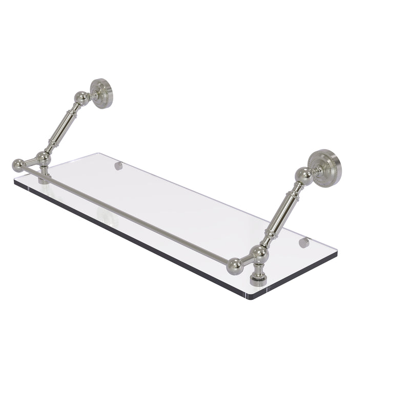 Allied Brass Dottingham 24 Inch Floating Glass Shelf with Gallery Rail DT-1-24-GAL-SN