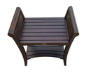 DecoTeak Symmetry 24" Extended Height Contemporary Teak Shower Bench with Shelf and LiftAide Arms