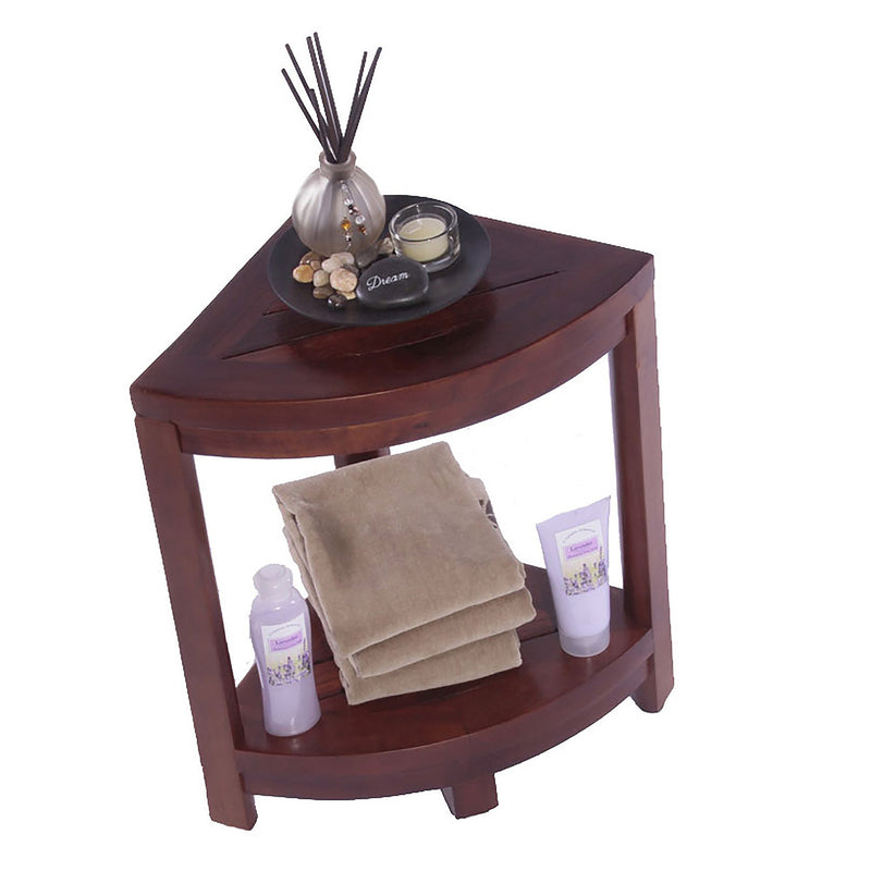 DecoTeak Oasis 2-Tier Teak Corner Shower Bench DT130