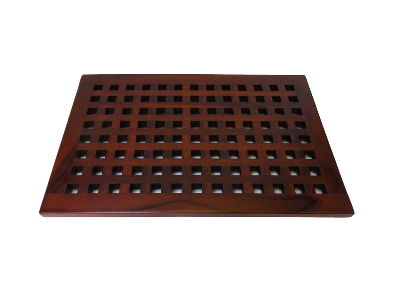 DecoTeak 23" X 15" Espalier Lattice Teak Shower Bath Floor Mat DT137