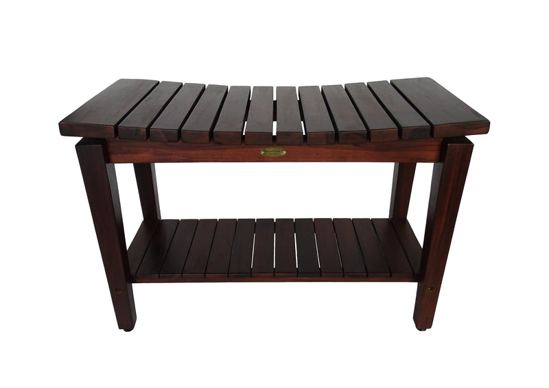 DecoTeak Sojourn 30" Contemporary Teak Eastern Style Shower Bench with Shelf DT139