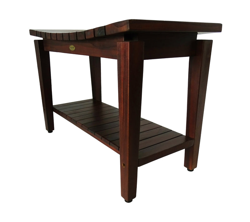 DecoTeak Sojourn 30" Contemporary Teak Eastern Style Shower Bench with Shelf DT139