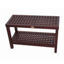 DecoTeak Espalier 30" Lattice Teak Shower Bench with Shelf DT158