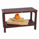 DecoTeak Espalier 30" Lattice Teak Shower Bench with Shelf DT158