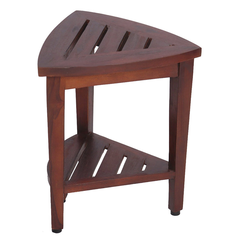 DecoTeak Oasis Compact Teak Corner Shower Bench with Shelf DT163