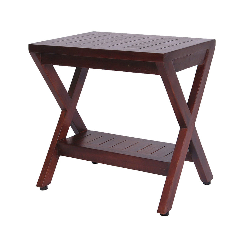 DecoTeak Obliquity Teak Shower Bench with Shelf 18"