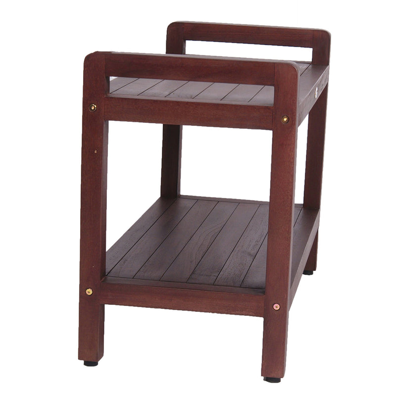 DecoTeak Eleganto 29" Extended LENGTH Ergonomic Teak Shower Stool with LiftAid Arms and Shelf