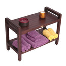 DecoTeak Eleganto 29" Extended LENGTH Ergonomic Teak Shower Stool with LiftAid Arms and Shelf