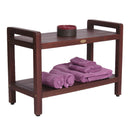 DecoTeak Classic 29" Extended LENGTH Ergonomic Teak Shower Stool with LiftAid Arms and Shelf DT174