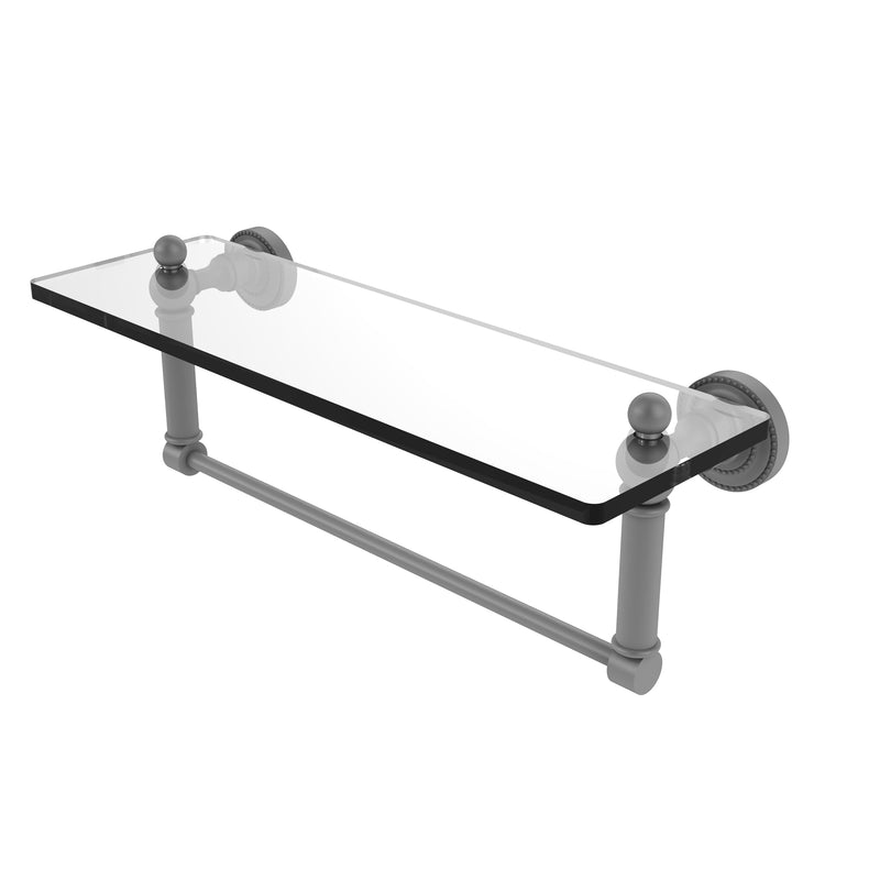 Allied Brass Dottingham 16 Inch Glass Vanity Shelf with Integrated Towel Bar DT-1TB-16-GYM