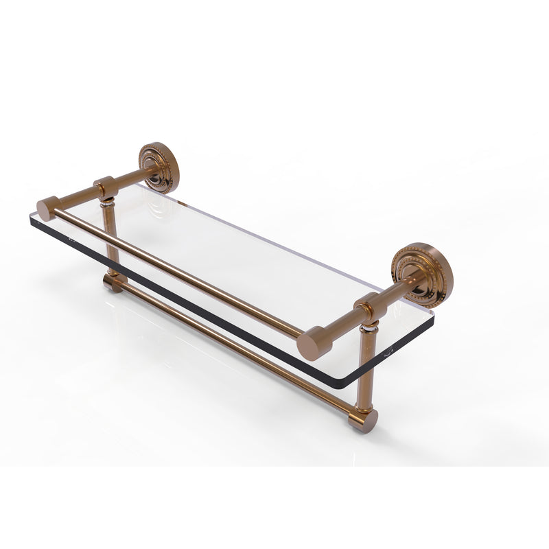 Allied Brass Dottingham 16 Inch Gallery Glass Shelf with Towel Bar DT-1TB-16-GAL-BBR