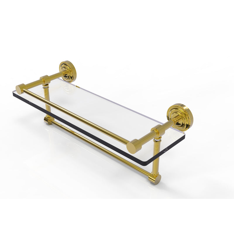 Allied Brass Dottingham 16 Inch Gallery Glass Shelf with Towel Bar DT-1TB-16-GAL-PB