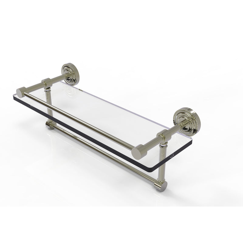 Allied Brass Dottingham 16 Inch Gallery Glass Shelf with Towel Bar DT-1TB-16-GAL-PNI