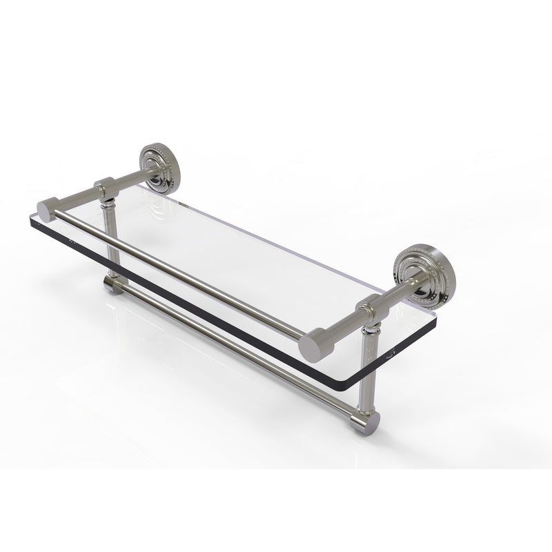 Allied Brass Dottingham 16 Inch Gallery Glass Shelf with Towel Bar DT-1TB-16-GAL-SN