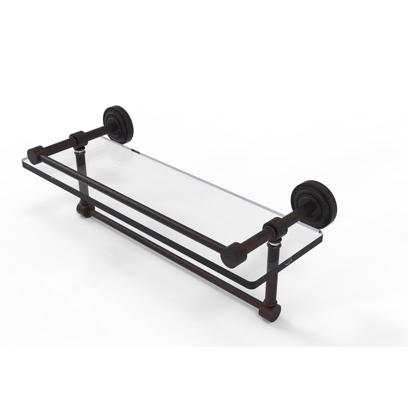 Allied Brass Dottingham 16 Inch Gallery Glass Shelf with Towel Bar DT-1TB-16-GAL-VB