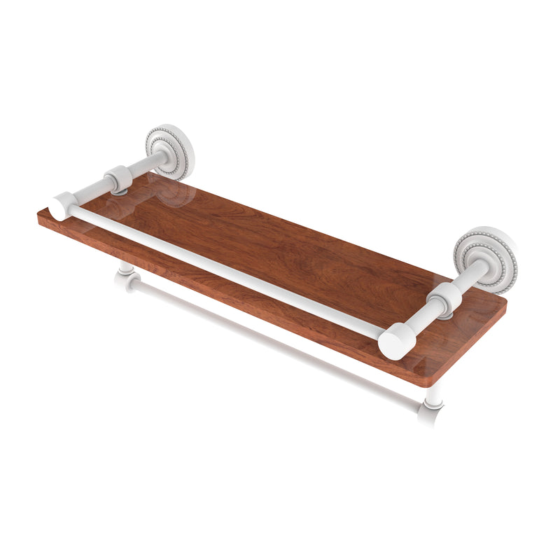 Allied Brass Dottingham Collection 16 Inch IPE Ironwood Shelf with Gallery Rail and Towel Bar DT-1TB-16-GAL-IRW-WHM