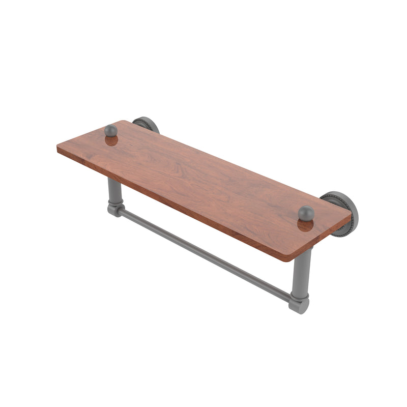 Allied Brass Dottingham Collection 16 Inch Solid IPE Ironwood Shelf with Integrated Towel Bar DT-1TB-16-IRW-GYM