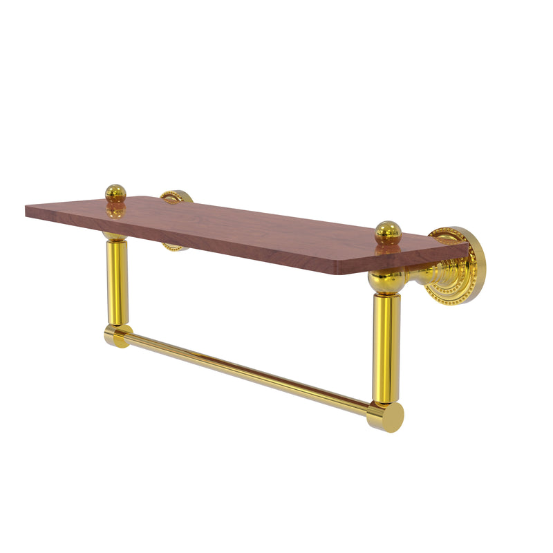 Allied Brass Dottingham Collection 16 Inch Solid IPE Ironwood Shelf with Integrated Towel Bar DT-1TB-16-IRW-PB