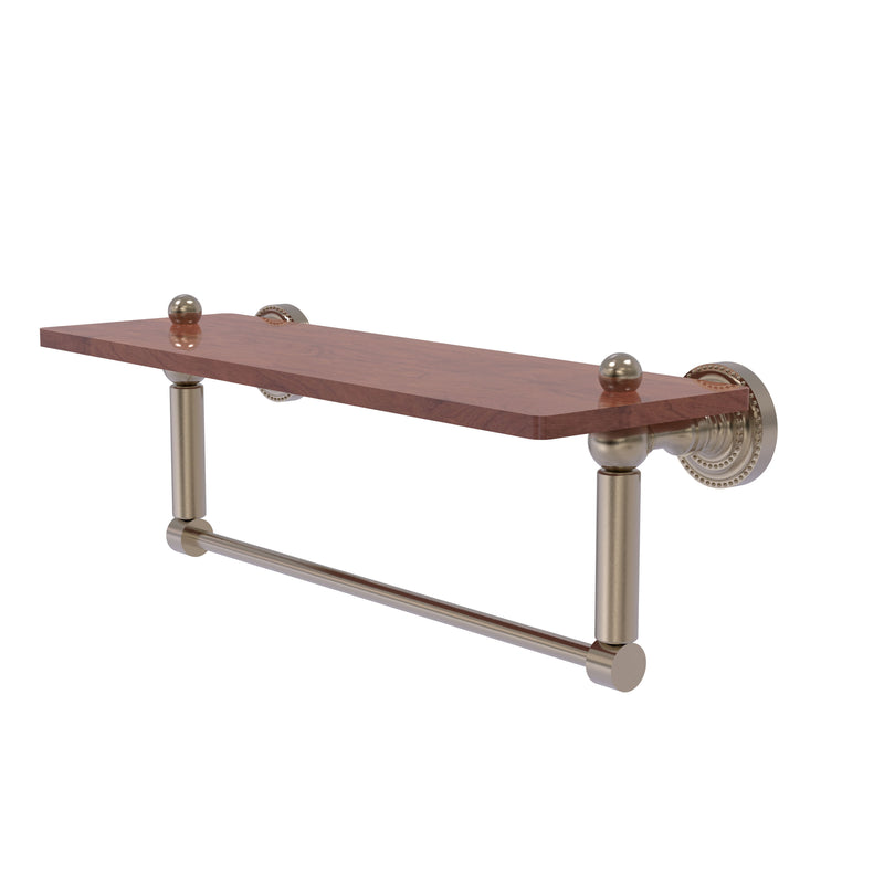 Allied Brass Dottingham Collection 16 Inch Solid IPE Ironwood Shelf with Integrated Towel Bar DT-1TB-16-IRW-PEW