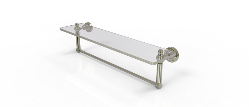 Allied Brass Dottingham 22 Inch Glass Vanity Shelf with Integrated Towel Bar DT-1TB-22-PNI