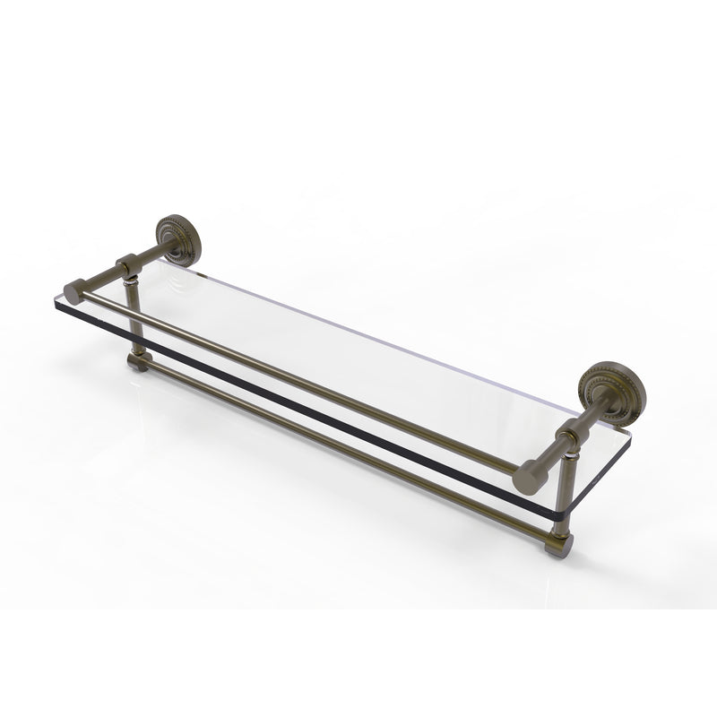 Allied Brass Dottingham 22 Inch Gallery Glass Shelf with Towel Bar DT-1TB-22-GAL-ABR