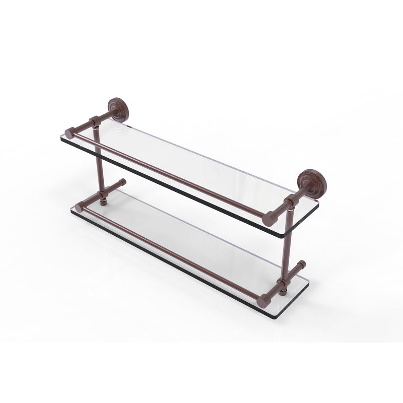 Allied Brass Dottingham 22 Inch Double Glass Shelf with Gallery Rail DT-2-22-GAL-CA