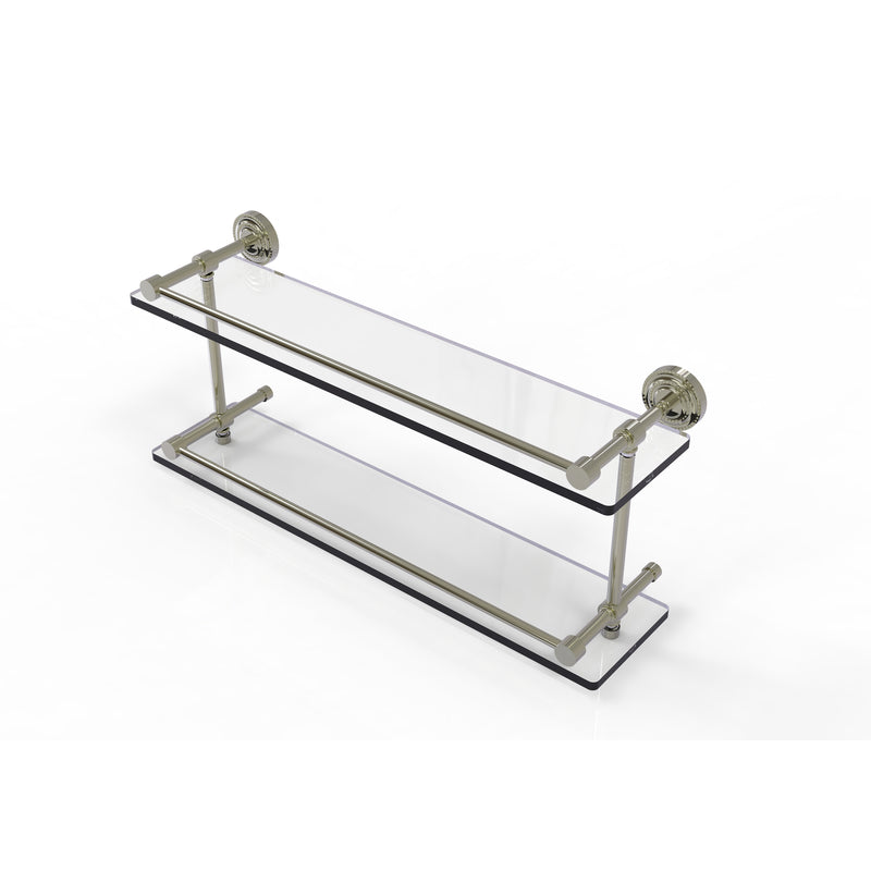 Allied Brass Dottingham 22 Inch Double Glass Shelf with Gallery Rail DT-2-22-GAL-PNI