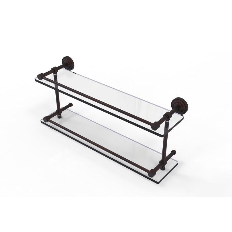 Allied Brass Dottingham 22 Inch Double Glass Shelf with Gallery Rail DT-2-22-GAL-VB