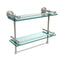 Allied Brass Dottingham 16 Inch Gallery Double Glass Shelf with Towel Bar DT-2TB-16-GAL-PNI