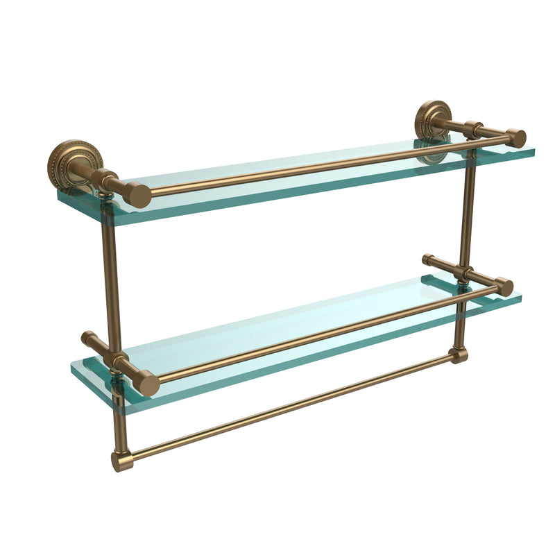 Allied Brass Dottingham 22 Inch Gallery Double Glass Shelf with Towel Bar DT-2TB-22-GAL-BBR