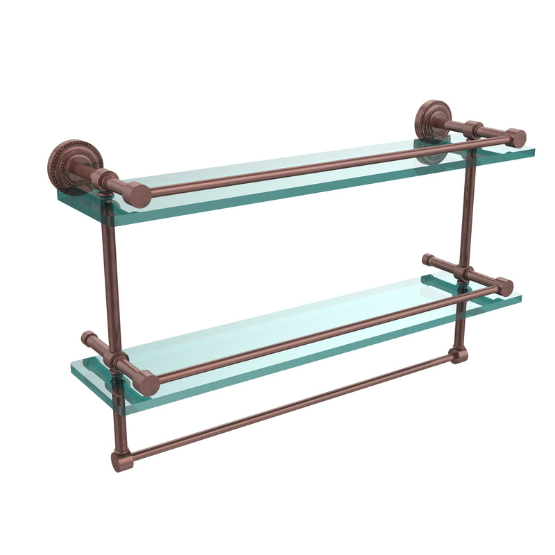 Allied Brass Dottingham 22 Inch Gallery Double Glass Shelf with Towel Bar DT-2TB-22-GAL-CA