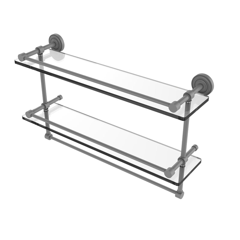 Allied Brass Dottingham 22 Inch Gallery Double Glass Shelf with Towel Bar DT-2TB-22-GAL-GYM