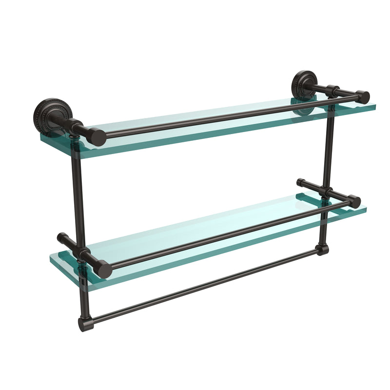 Allied Brass Dottingham 22 Inch Gallery Double Glass Shelf with Towel Bar DT-2TB-22-GAL-ORB