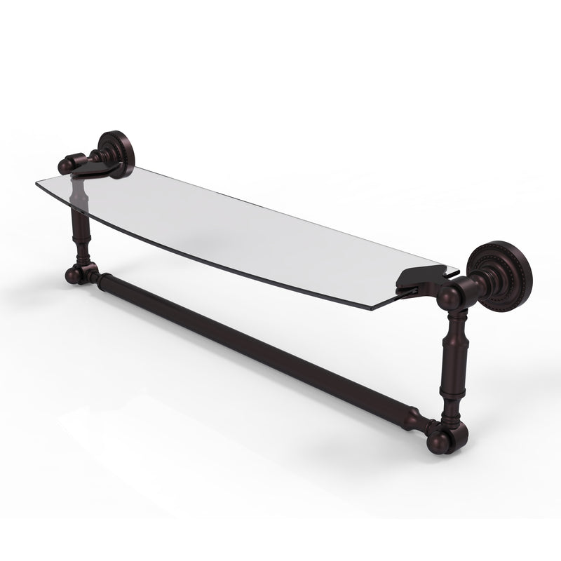 Allied Brass Dottingham 18 Inch Glass Vanity Shelf with Integrated Towel Bar DT-33TB-18-ABZ