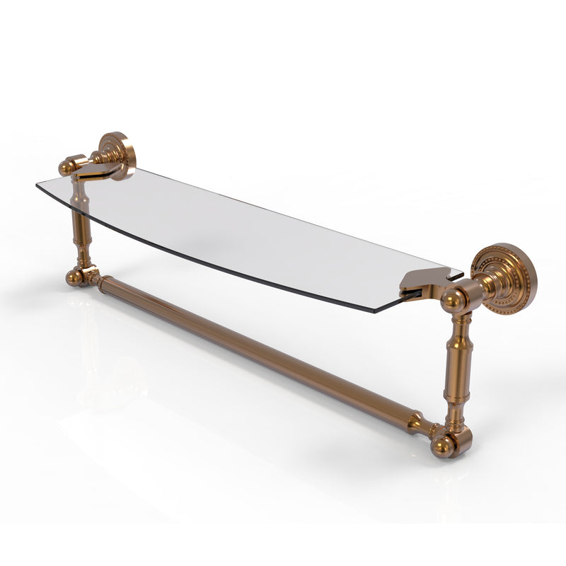 Allied Brass Dottingham 18 Inch Glass Vanity Shelf with Integrated Towel Bar DT-33TB-18-BBR