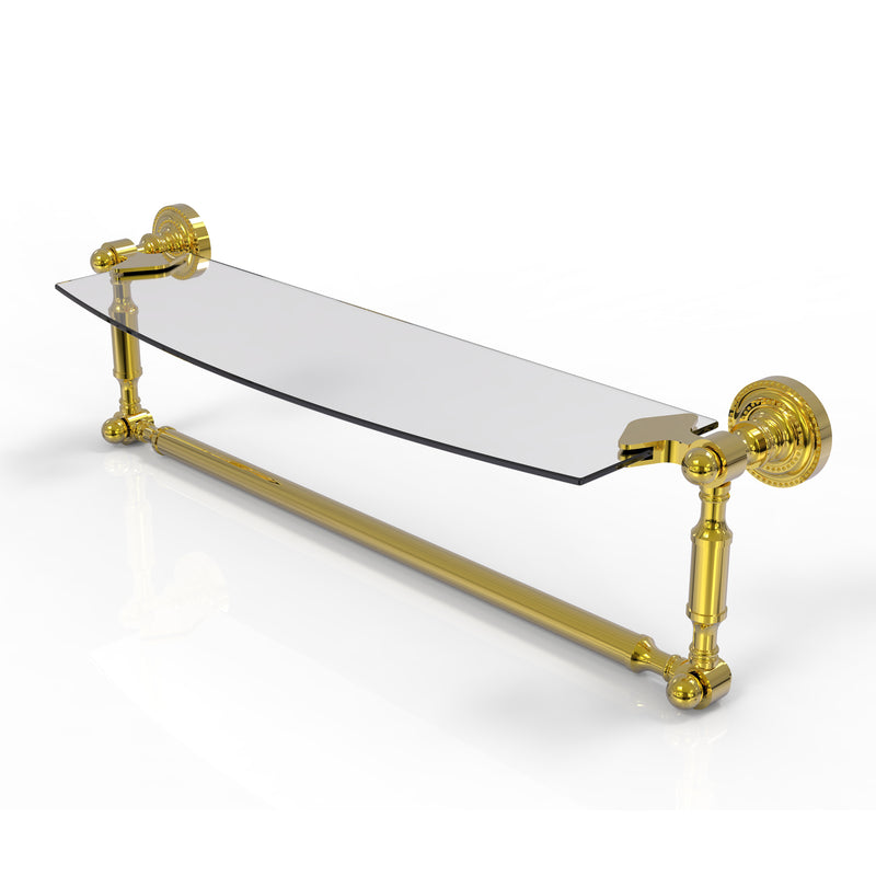 Allied Brass Dottingham 18 Inch Glass Vanity Shelf with Integrated Towel Bar DT-33TB-18-PB