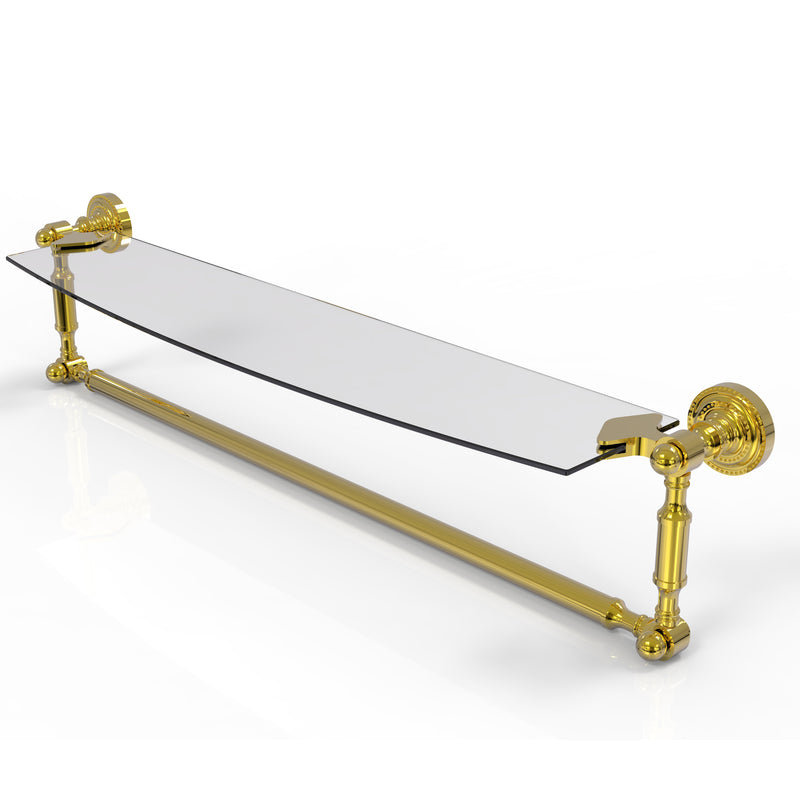 Allied Brass Dottingham 24 Inch Glass Vanity Shelf with Integrated Towel Bar DT-33TB-24-PB