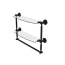 Allied Brass Dottingham Collection 18 Inch Two Tiered Glass Shelf with Integrated Towel Bar DT-34TB-18-ORB