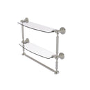 Allied Brass Dottingham Collection 18 Inch Two Tiered Glass Shelf with Integrated Towel Bar DT-34TB-18-SN