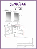 Cambridge Plumbing 63" Solid Wood Vanity Frosted Glass Counter 2 Vessel Sinks BN Faucets