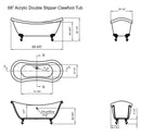 Cambridge Plumbing Acrylic Double Ended Slipper Bathtub 68" x 28" No Drillings PC Package