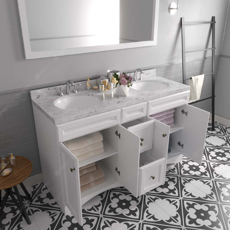 Modern Fittings Talisa 60" Double Bath Vanity with Cultured Marble Quartz Top and Round Sinks