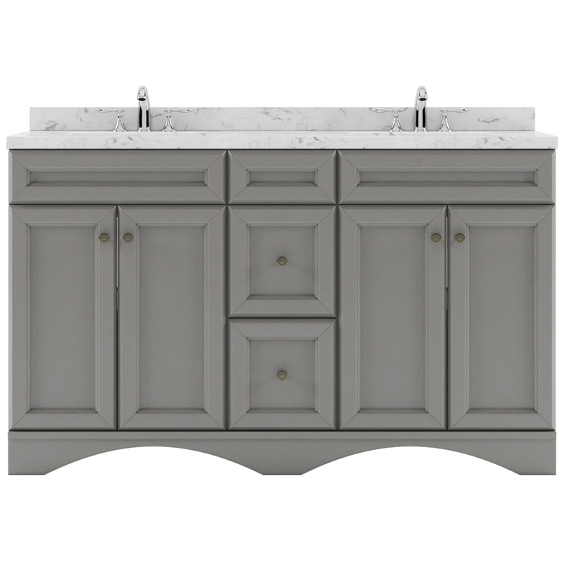 Modern Fittings Talisa 60" Double Bath Vanity with Cultured Marble Quartz Top and Square Sinks